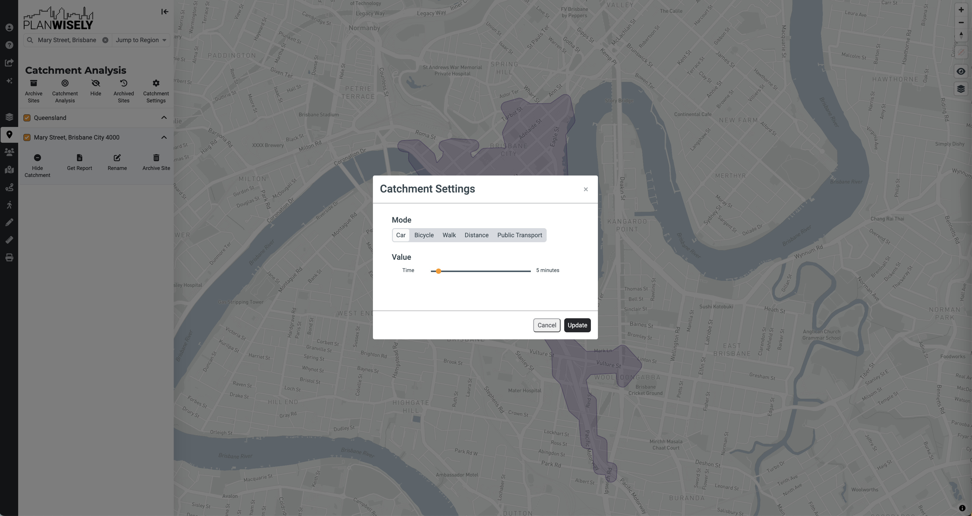 Catchment settings