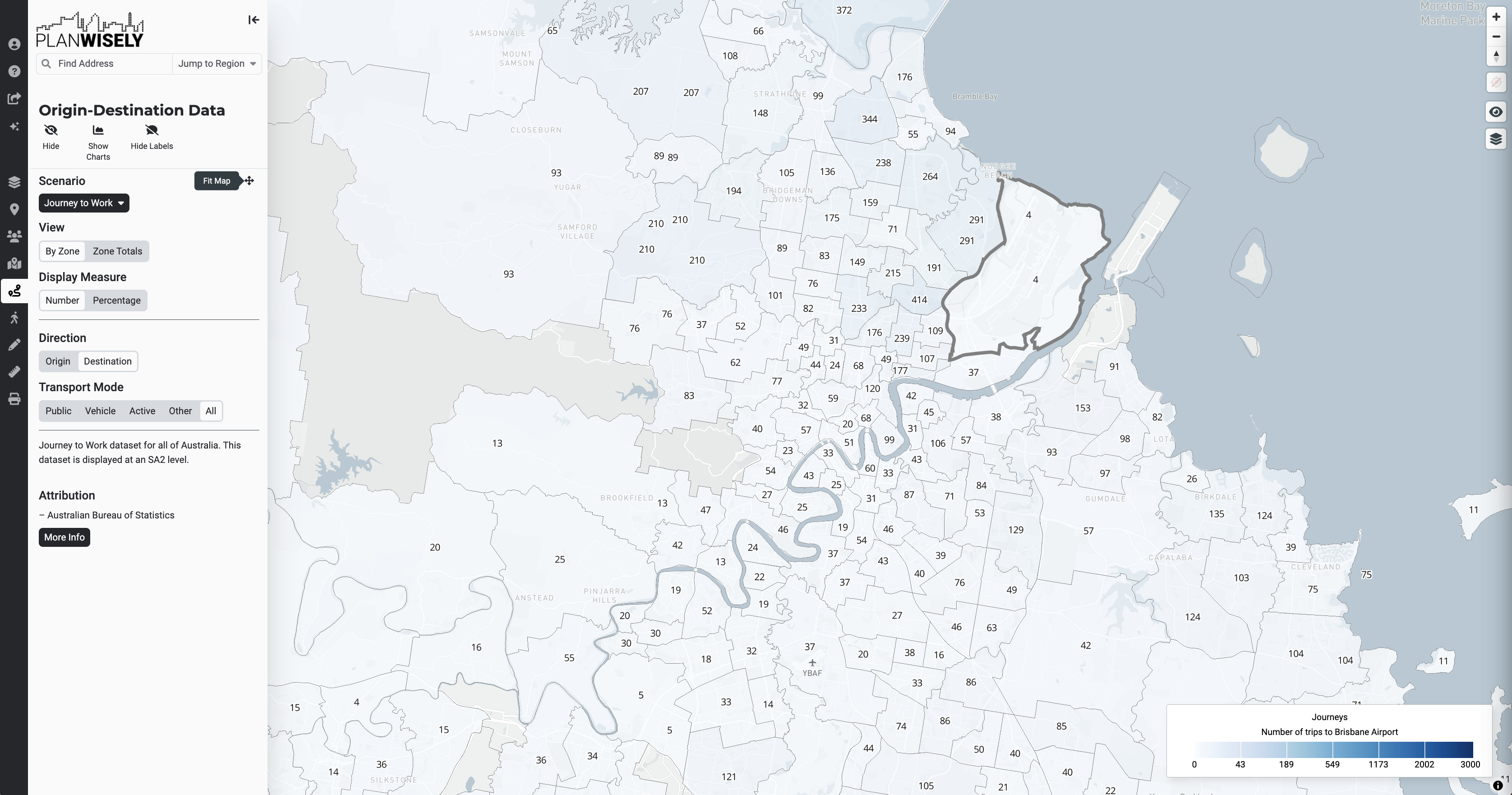 Example of a newly selected zone