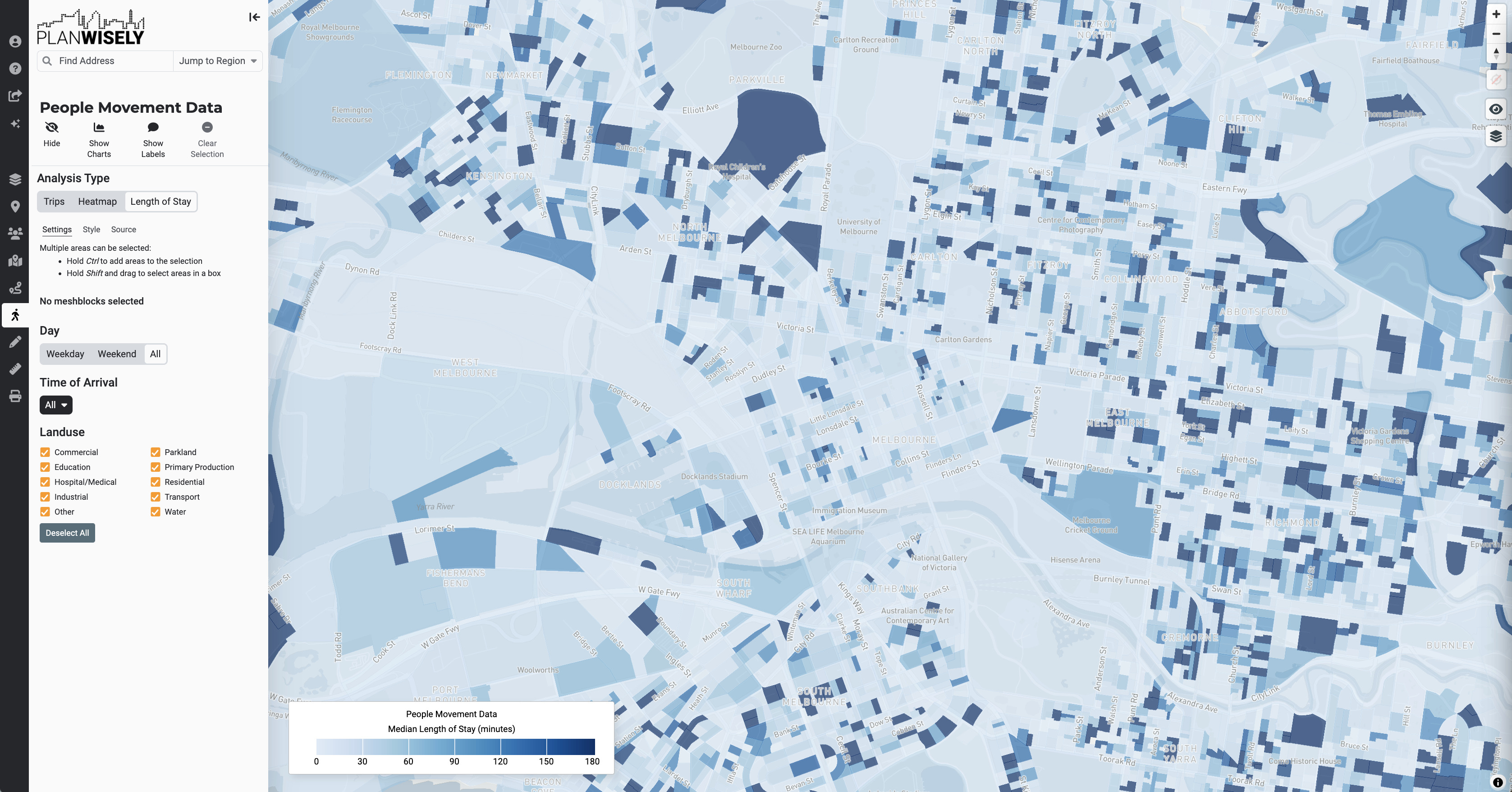 Length of stay visualisation in Brisbane